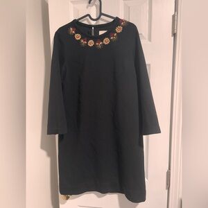 Kate Spade Embellished Crepe Black Shift Dress, Size 6